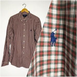 Ralph Lauren Men's Red Plaid Button Down Shirt Size XXL Classic Fit